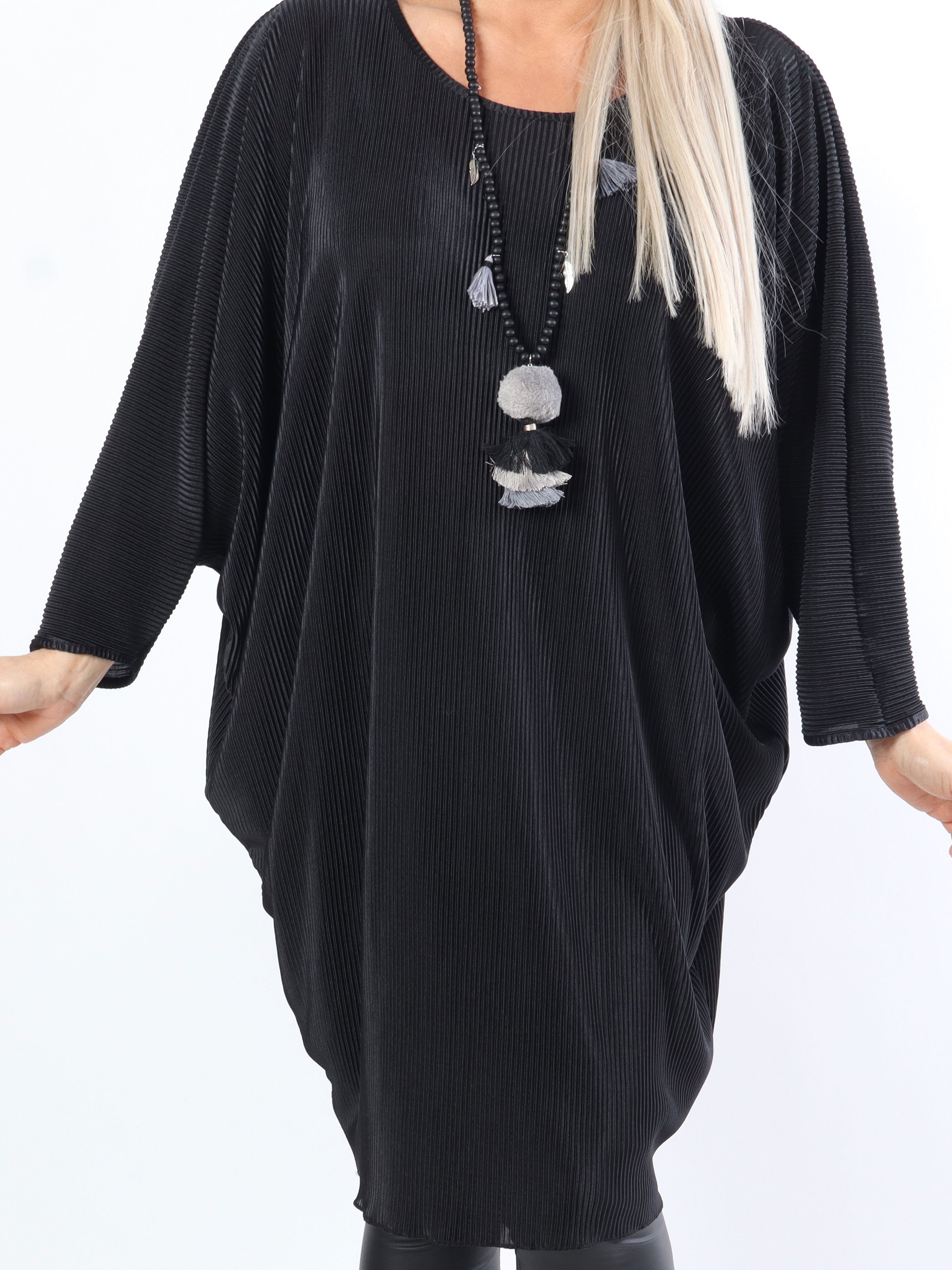 Elnora - Rillet plus size tunika med flagermusærmer